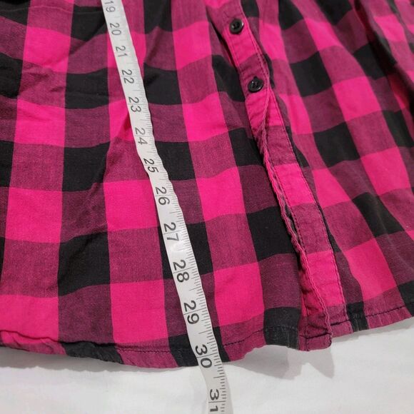 Y2K Vintage Wet Seal Womens Button Up Top Size XL Hot Pink Plaid Babydoll - Picture 5 of 6